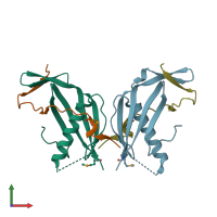 PDB entry 6gnx coloured by chain, front view.