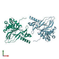 PDB entry 6gpn coloured by chain, front view.