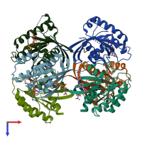 PDB entry 6gqx coloured by chain, top view.