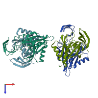 PDB entry 6gru coloured by chain, top view.