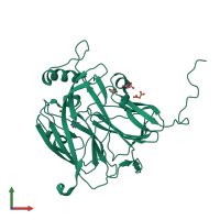 PDB entry 6gti coloured by chain, front view.