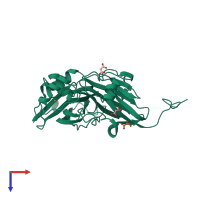 PDB entry 6gti coloured by chain, top view.