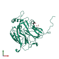 PDB entry 6gtk coloured by chain, front view.