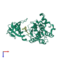 PDB entry 6gtt coloured by chain, top view.