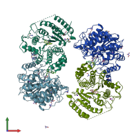 PDB entry 6gxu coloured by chain, front view.