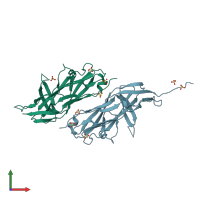 PDB entry 6h2l coloured by chain, front view.