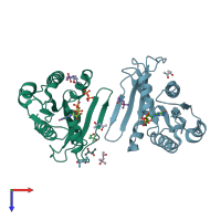 PDB entry 6h35 coloured by chain, top view.