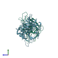 PDB entry 6h6s coloured by chain, side view.