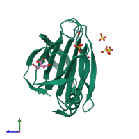 PDB entry 6h9w coloured by chain, side view.