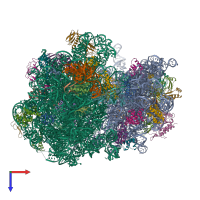 PDB entry 6ha1 coloured by chain, top view.