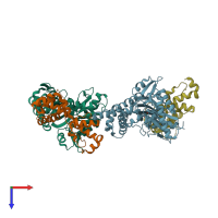 PDB entry 6ha7 coloured by chain, top view.