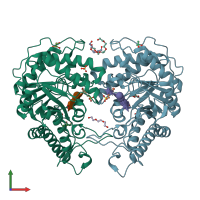 PDB entry 6haa coloured by chain, front view.