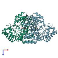 PDB entry 6hbv coloured by chain, top view.