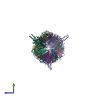 PDB entry 6hed coloured by chain, side view.