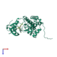 PDB entry 6hex coloured by chain, top view.