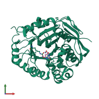 PDB entry 6hg3 coloured by chain, front view.