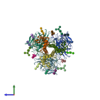 PDB entry 6hjn coloured by chain, side view.