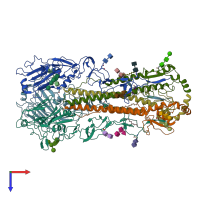 PDB entry 6hjn coloured by chain, top view.