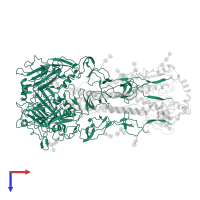 Hemagglutinin HA1 chain in PDB entry 6hjn, assembly 1, top view.