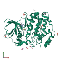 PDB entry 6hmq coloured by chain, front view.