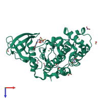 PDB entry 6hmq coloured by chain, top view.