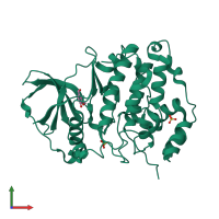 PDB entry 6hou coloured by chain, front view.