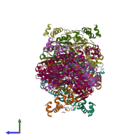 PDB entry 6hr8 coloured by chain, side view.