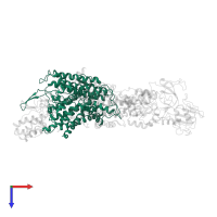 Potassium-transporting ATPase potassium-binding subunit in PDB entry 6hra, assembly 1, top view.