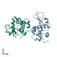 PDB entry 6hu5 coloured by chain, front view.