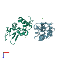PDB entry 6hu5 coloured by chain, top view.