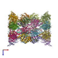 PDB entry 6hvt coloured by chain, top view.