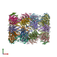 PDB entry 6hw5 coloured by chain, front view.