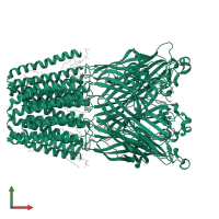 Proton-gated ion channel in PDB entry 6hz1, assembly 1, front view.