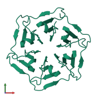 PDB entry 6i38 coloured by chain, front view.