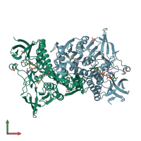 PDB entry 6i4p coloured by chain, front view.