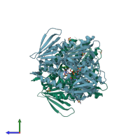 PDB entry 6i4p coloured by chain, side view.