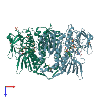 PDB entry 6i4p coloured by chain, top view.