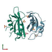 PDB entry 6icg coloured by chain, front view.