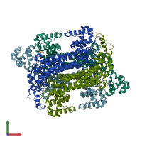 PDB entry 6ien coloured by chain, front view.
