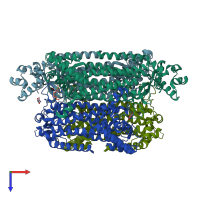 PDB entry 6ien coloured by chain, top view.