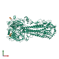 Homo trimeric assembly 1 of PDB entry 6in5 coloured by chemically distinct molecules, front view.