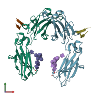 PDB entry 6iqg coloured by chain, front view.