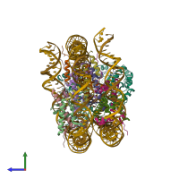 PDB entry 6iro coloured by chain, side view.