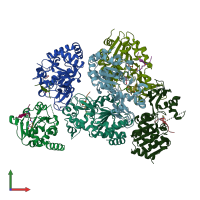 PDB entry 6iso coloured by chain, front view.