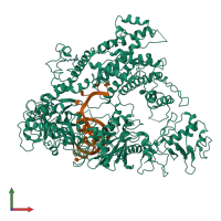 PDB entry 6iv6 coloured by chain, front view.