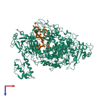 PDB entry 6iv6 coloured by chain, top view.