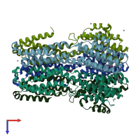 PDB entry 6ivm coloured by chain, top view.