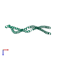 Monomeric assembly 1 of PDB entry 6ixg coloured by chemically distinct molecules, top view.