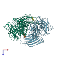 PDB entry 6j0t coloured by chain, top view.