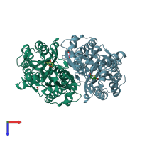 PDB entry 6j1m coloured by chain, top view.